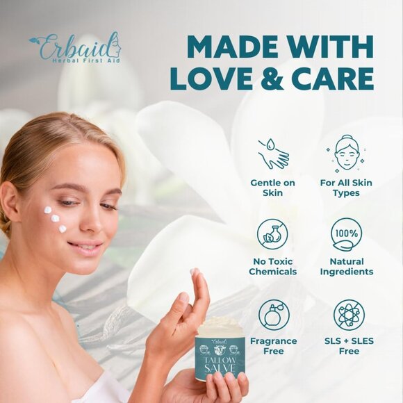 Erbaid Tallow Salve Honey Scented 2oz. NIB All Natural Beef Tallow Honey Balm - Picture 5 of 7